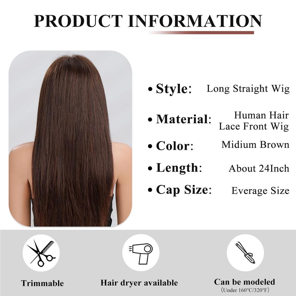 HAIRCUBE 13x6 HD кружевные передние парики прямые коричневые человеческие волосы парики бразильские бесклеевые с детскими волосами 24 дюйма