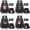 3Pcs/set Anime Cartoon Kpop Printed Backpack with Shoulder Bag Pencil Case for Teenager Girl Boy Bookbag Large Capacity Waterproof Travel Bag Kid Gift