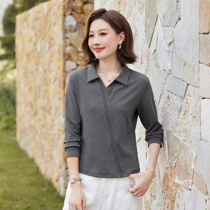 Women S Autumn Long Sleeve Polo Neck T Shirt Casual Loose Fit Top
