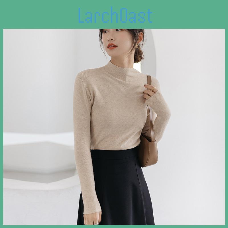 Sweater Turtleneck Fall Winter Half Slim Top Long Sleeves Solid Color Bottoming Sweater