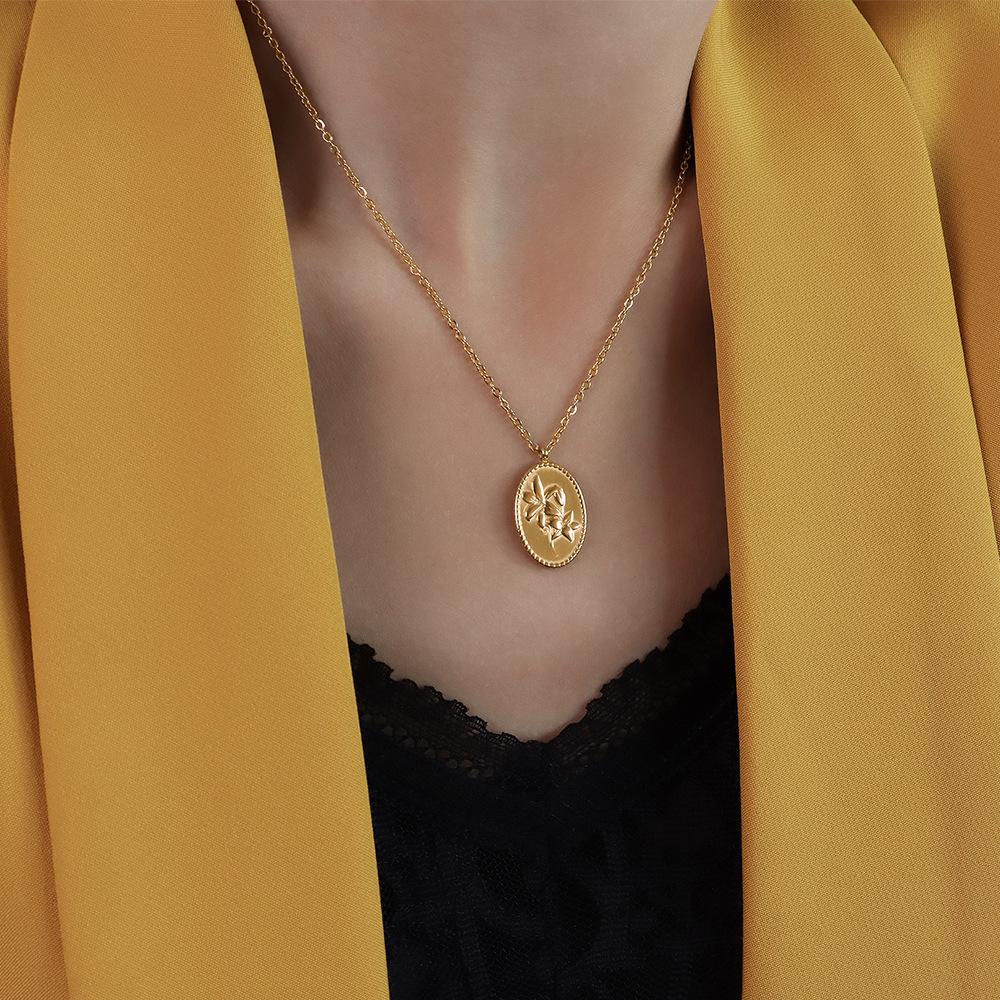 Овальная роза ключичная цепочка из титановой стали 18-каратного золота, невыцветающая подвеска на ожерелье