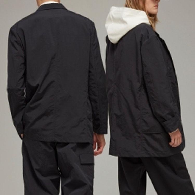 Y-3 Solid Color Pleated Design Nylon Suit Unisex Suit Black H63047