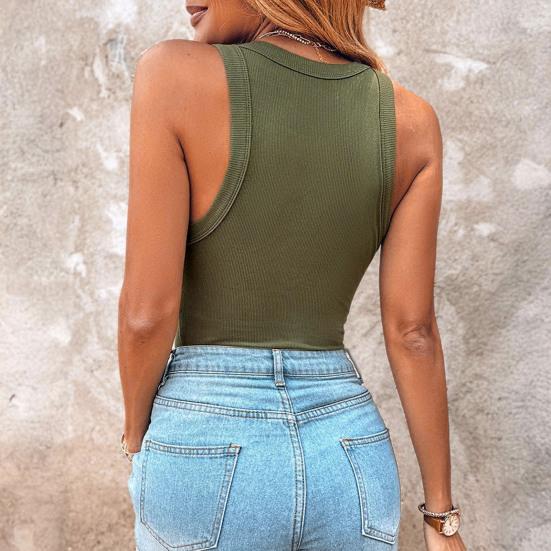 Women Ribbed Tank Top Knitted Camisole with Built-in Bra Casual Crew Neck Sleeveless Basic