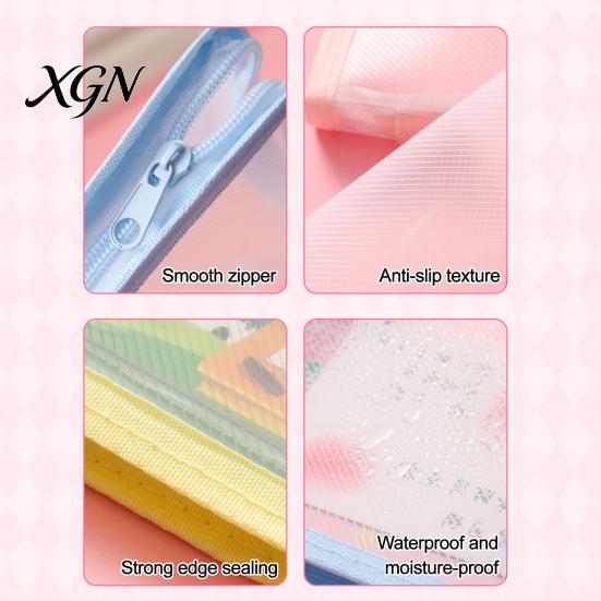 Durable PP File Protector Waterproof A6 Document Bag, Smooth Zipper Pencil Case, Student Case for Campus Transparent Organizer Stationery Receipts And