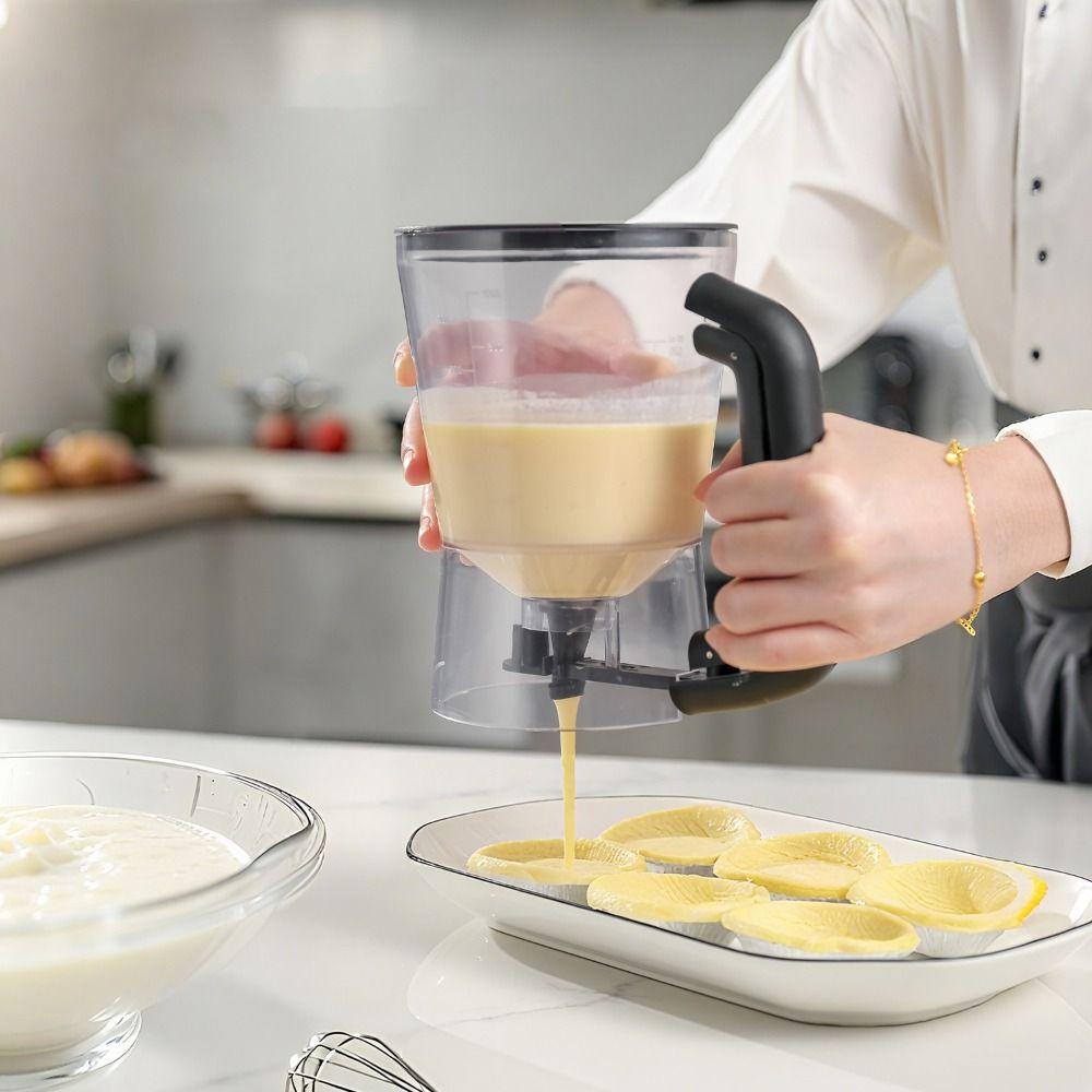 Ручной дозатор теста для блинов со шкалой, клапаном против капель, дозатор теста для кексов, точный контроль, большая вместимость