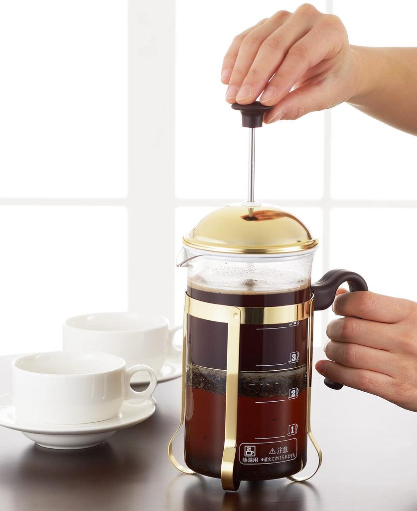Yoshikawa Coffee Press/Tea Server, 750ml French Press, 5-Cup Capacity, Graduated, Made In Japan, Mocha Brown, SJ3306