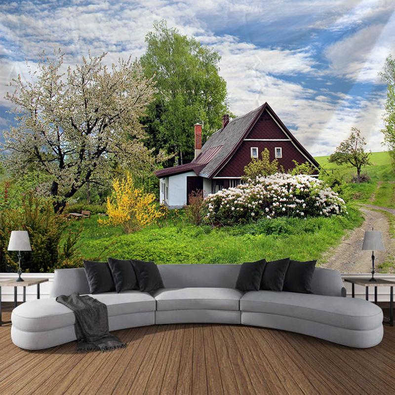 Пейзажные растения, водопад, художественное украшение, одеяло, шторы, подвесное украшение для дома, спальни, гостиной, гобелен