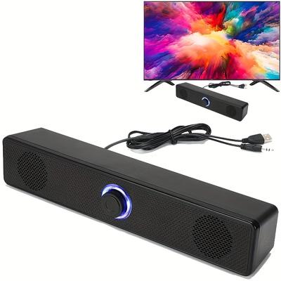 Проводная акустическая система объемного звучания Soundbar Проводные компьютерные колонки Стерео сабвуфер Soundbar для ноутбука ПК Компьютер ТВ