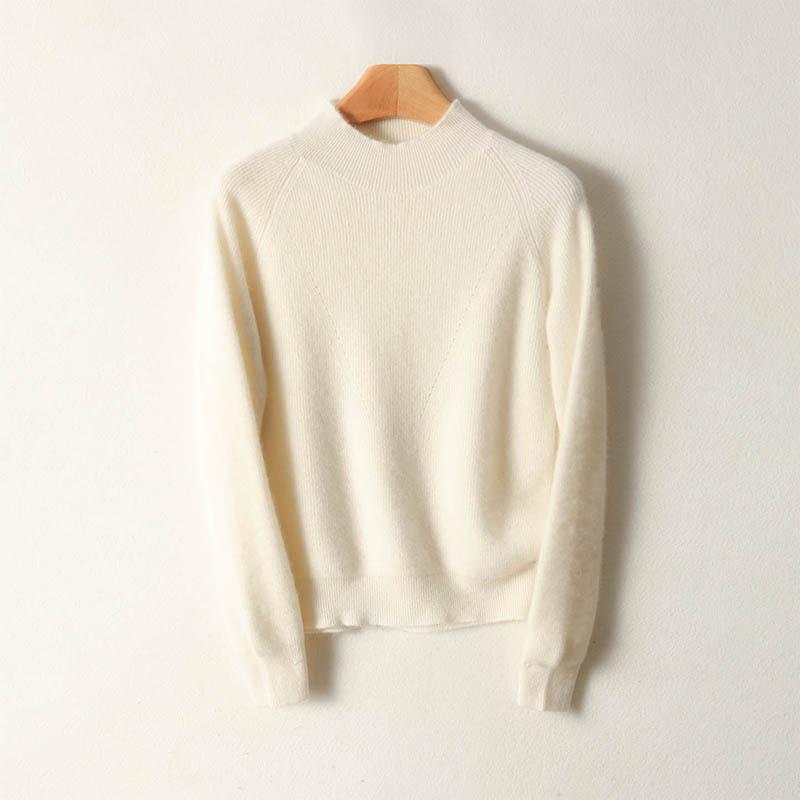 Women's High Neck Cashmere Wool Sweater, 2025 Edition - Thickened White Knitwear for Autumn and Winter