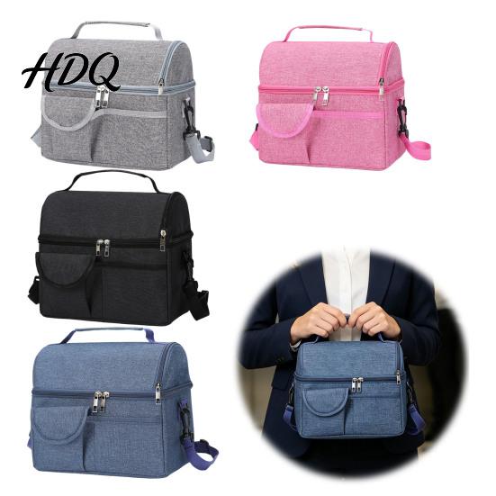 Large Capacity Insulated Lunch Bag with Adjustable Shoulder Strap Double Layer Durable Thermal for Drinks And Fruits Organizer Reusable Waterproof