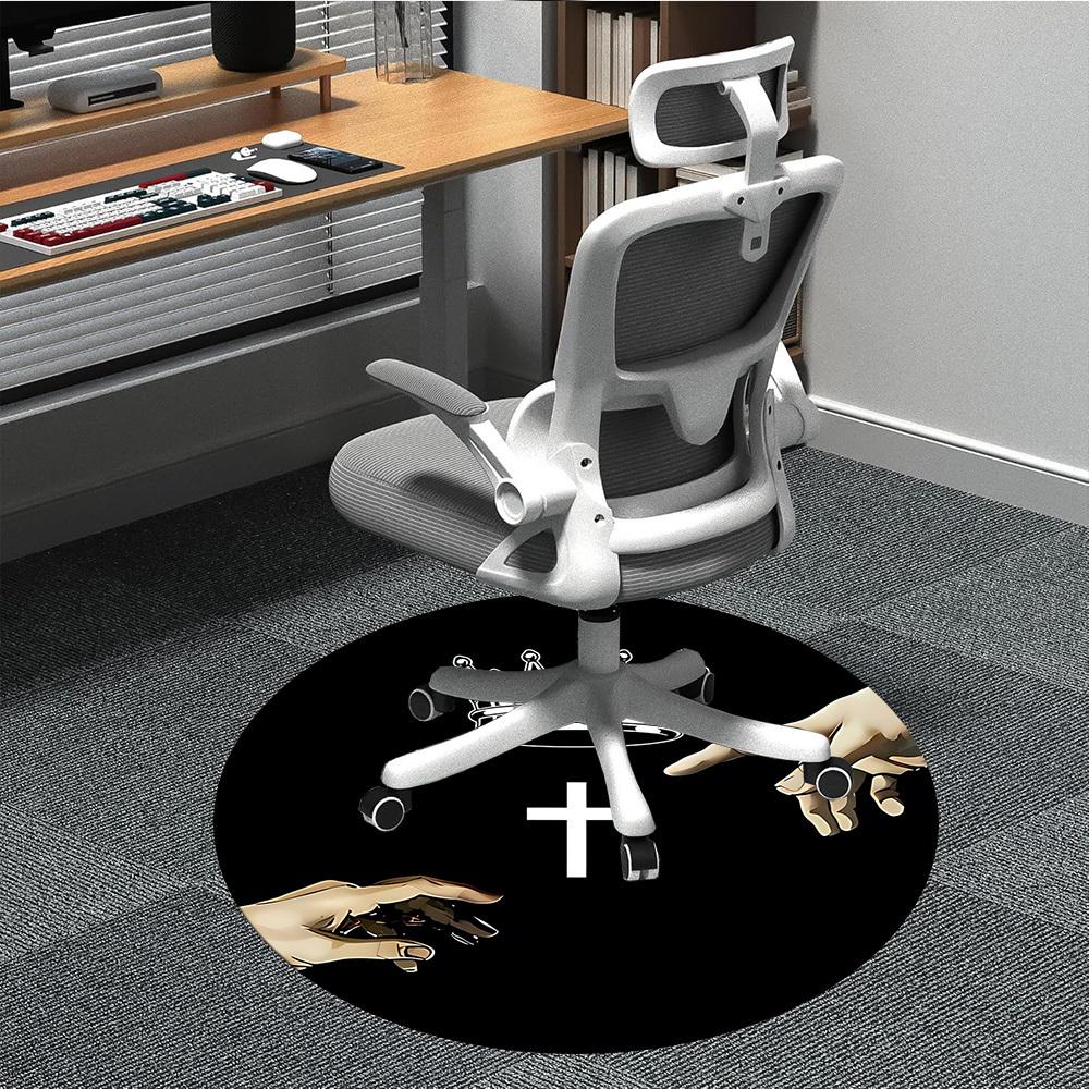 1pc King's Crown Chair Carpet for Office, Round Non-Slip Durable Large Size Office Carpet, Suitable for Office, Beautiful Decoration