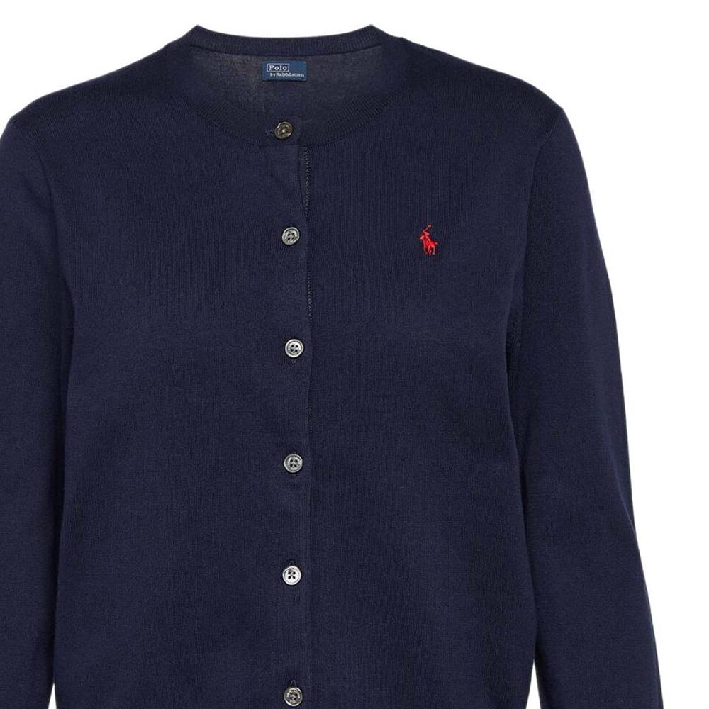 Polo Ralph Lauren FW22 Однотонный вязаный кардиган с вышивкой зебры Женские кардиганы Темно-синий WMPOSWENDW20110-400