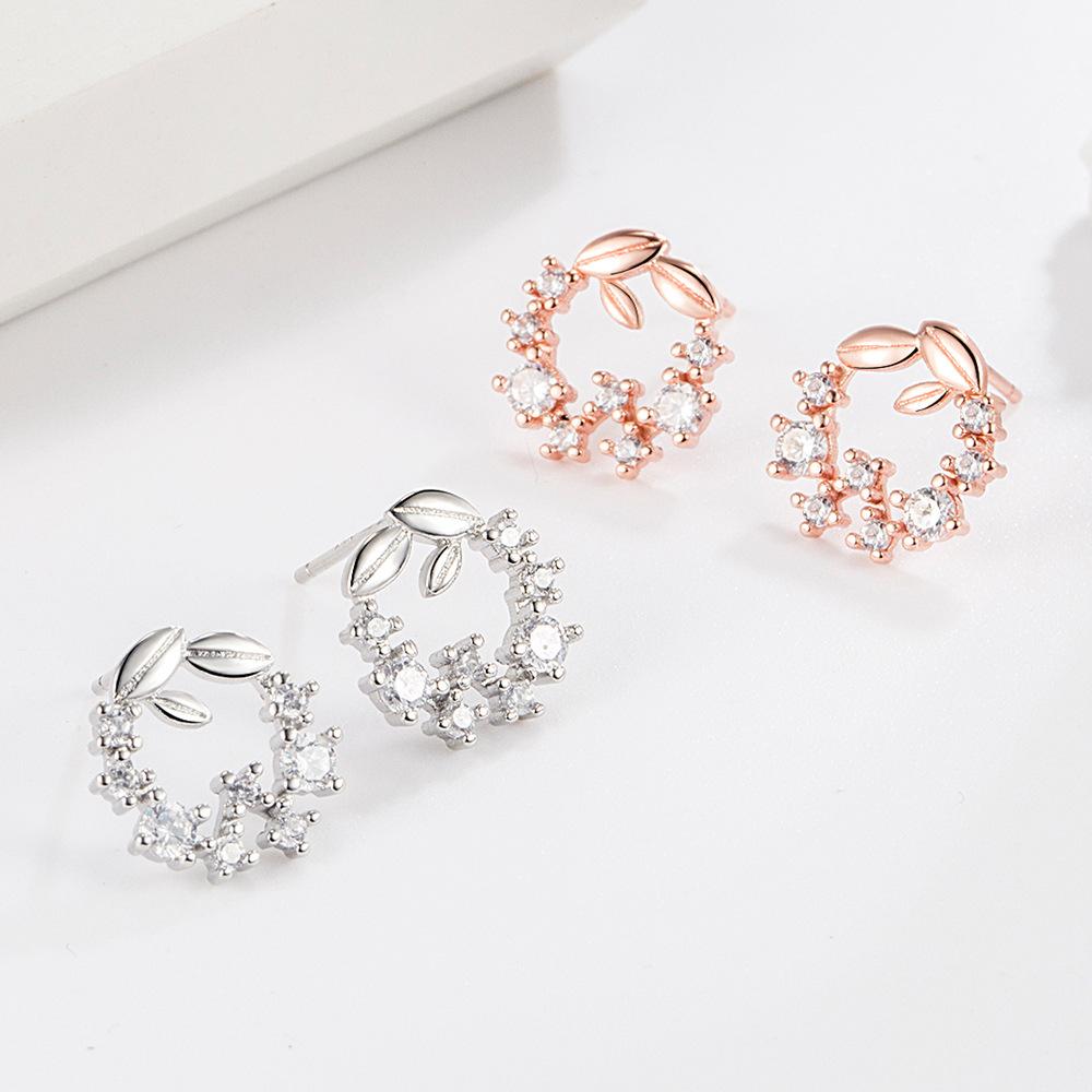 Серьги-гвоздики в виде листьев абрикоса, женские серьги-гвоздики в виде цветов, инкрустированные бриллиантами, элегантность, темперамент, высококачественные серьги принцессы