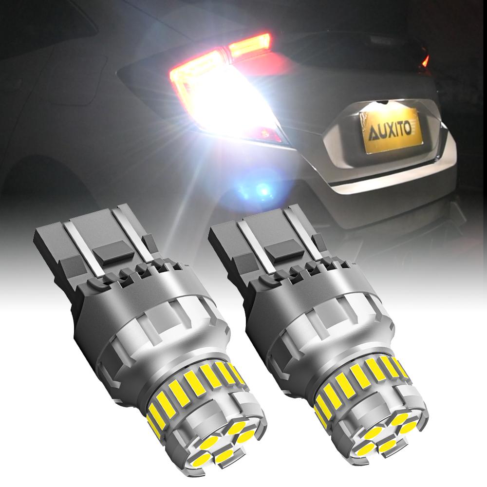 AUXITO 2Pcs T20 7443 LED Tail Bulbs Red W21/5W 7440 W21W LED DRL Brake Light Reverse Backup Lamps 6500K White Super Bright 12V