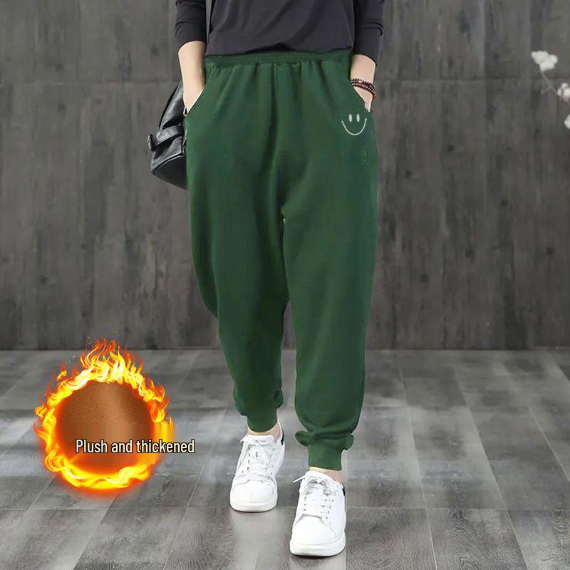 Women's Fleece-Lined Casual Harem Sweatpants - Warm & Versatile for Autumn/Winter