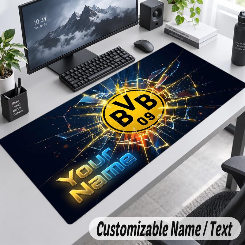 Custom Name Text Mouse Pad Borussia Dortmund Personalized Desk Pad For Work And Gaming