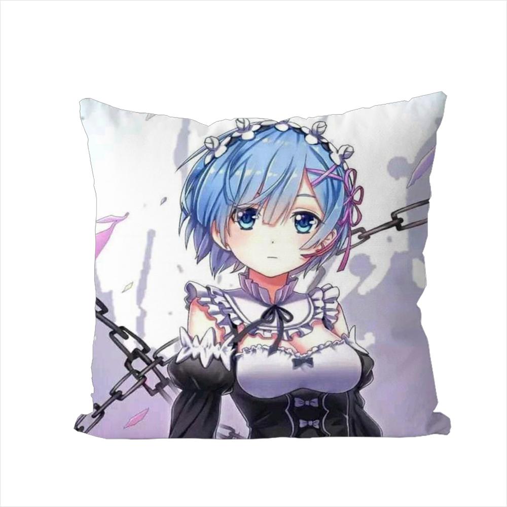 Чехол для подушки ReZero Рем для автомобиля, дивана, декоративный для дома, двусторонний принт, плюшевая квадратная декоративная подушка, чехол