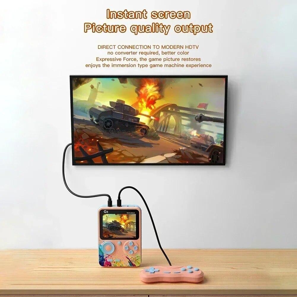 Портативная игровая консоль G5 в стиле ретро с 500 классическими играми, 3,0-дюймовым экраном, портативный геймпад, цвет Macaron, перезаряжаемая батарея 1020 мАч