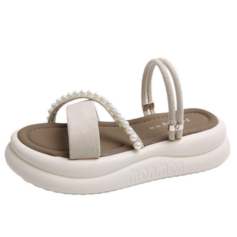 С юбкой, сандалии, женские 2025 красивые сказочные, крутые шлепанцы, новая римская толстая подошва для улицы, повседневные весенне-летние на плоской подошве