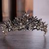 Black Baroque Crown Tiaras Queen Vintage Crystal Rhinestone Bridal Hair Accessories Bride Headbands Wedding Hair Jewelry