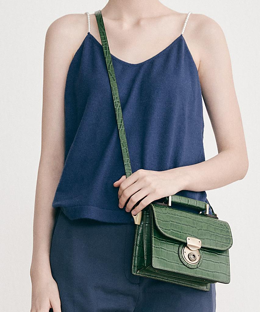 Brogue And Morrow Croco Nemo Bag (Olive)