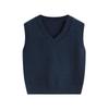 Autumn/Winter Children's Cotton Knit V-Neck Sweater Vest - College Style, Solid Color
