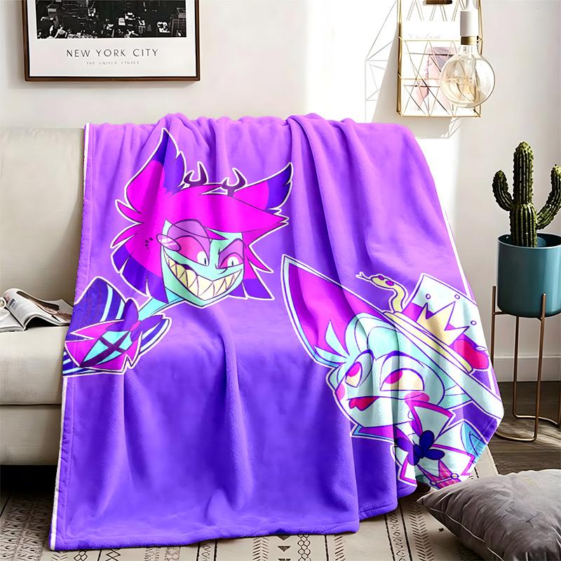 Hazbin Hotel Theme Blanket Suitable For The Sofa Camping And Travel Made Of Soft Flannel Material An Ideal Gift For Occasions Such As Birthday