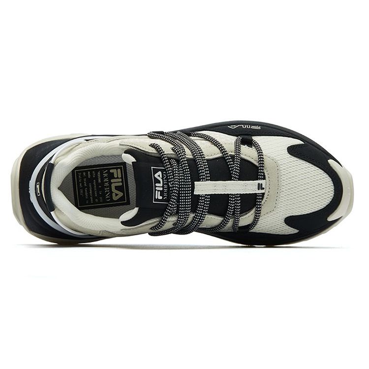 Fila Fusion Corsa Ткань Кожа нубук Коровья кожа Ретро Универсальные Повседневные Низкие Кроссовки Папы Женские кроссовки Бежевый Черный F12W134145FVB