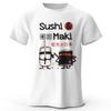 Kawaii Sushi Harajuku Printed 100% Cotton T-Shirt, Soft & Breathable Round Neck Short Sleeve Tee, Unisex Cute Style