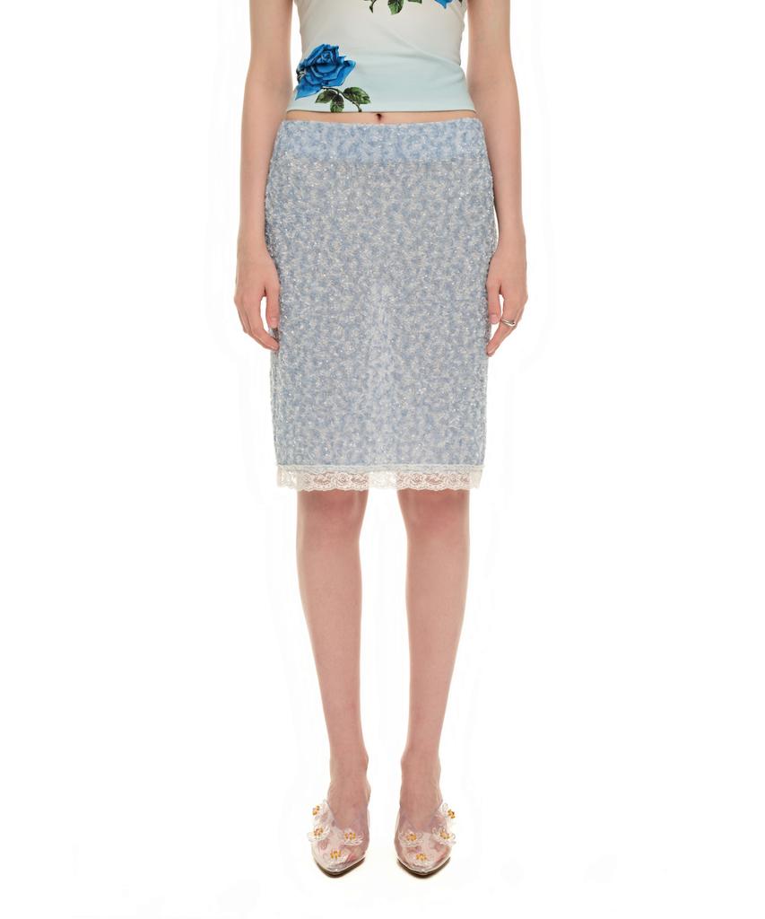 Слишком много налогов Кружевная Точка Блеск Миди Юбка Светло-синяя