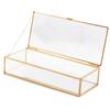 Nordic Retro Golden Trim Geometry Jewelry Trinket Glass Box Case with Cover