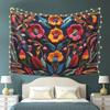 Mexican Embroidery Floral  Tapestry Wall Hanging Aesthetic Home Decor Tapestries for Dorm Room