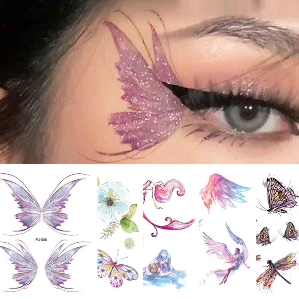 Черная Роза Поддельные Татуировки Бабочки Татуировки Наклейки Боди-Арт Наклейки Временные Татуировки На Лице