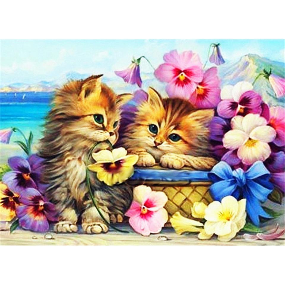 5D DIY алмазная живопись животное кошка собака набор для вышивки крестом полный круглый алмаз вышитая мозаика художественная картина украшение со стразами