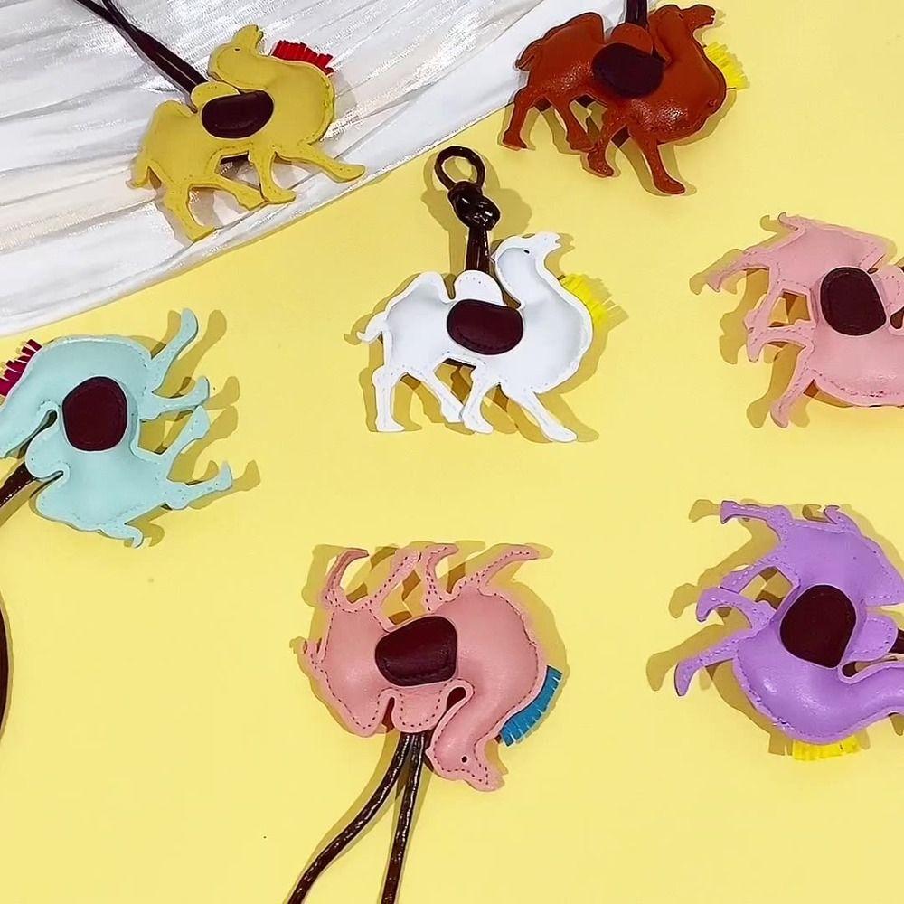 Мультяшная вешалка из ПУ кожи, подвеска для сумки из ПУ кожи, разноцветный брелок верблюжьего цвета, украшение для сумки