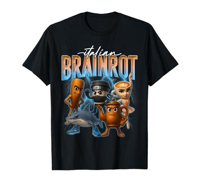 Футболка с персонажем-фаворитом команды Italian Brainrot Team, сгенерированным ИИ