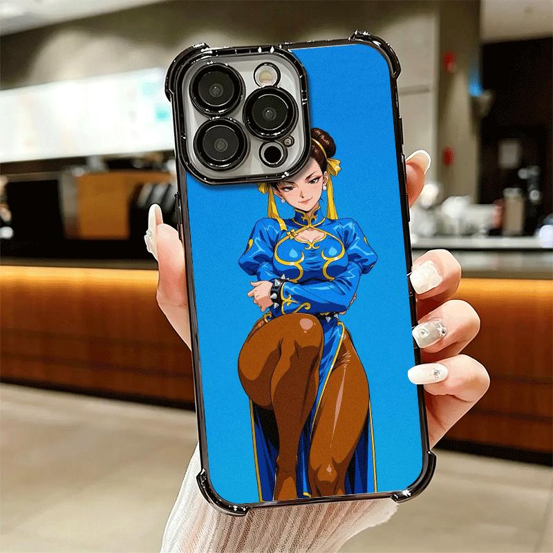 ChunLi S-Street F-FighterS Plating Phone Case For Iphone 16 17 Pro Max Air 16E 14 15 Plus 12 13 Mini Anti-Fall Airabag Cover