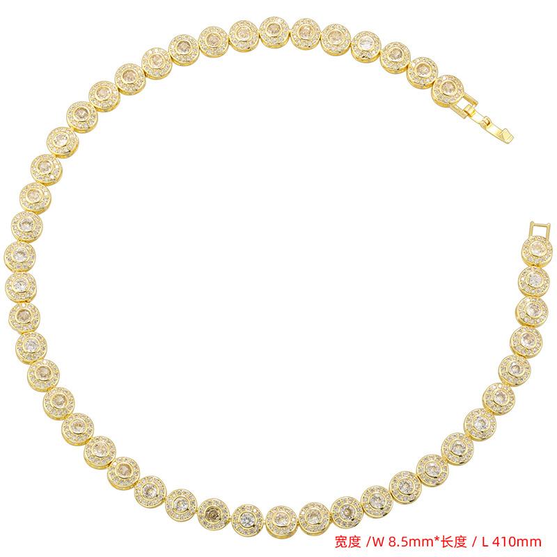 Light Luxury 8.5Mm Wide Classic Round Diamond Splicing Bracelet Necklace Personalized Hip Hop Round Set Vl590-591