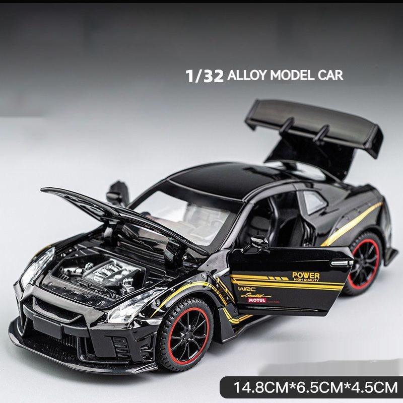 1:Масштаб 1:32 Спортивный автомобиль Nissan GTR R35 из сплава Литая модель Со звуком и светом Настольная коллекция Декоративный подарок Для мальчиков Дисплейный орнамент