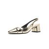 Silver Spring Summer Autumn Niche Design Women's Sandals Empty Square Head Skirt Versatile Women's Thick Heel Single Shoes