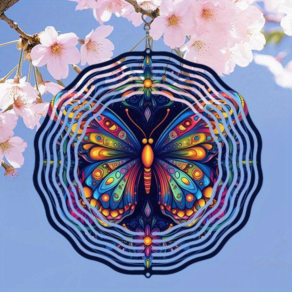 3D Butterfly Wind Spinner - Vibrant Kinetic Metal Garden Decor, Colorful Wind Chime for Outdoor & Indoor, Unique Gift Idea (No Electricity Needed)