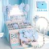 Elsa Princess Jewelry Box Set With Crown Hair Accessories Girls Ages 3-10 Plastic Hairband Hairpins Gift