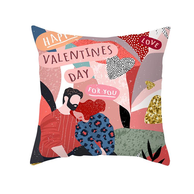 Valentine'S Day Throw Pillow Cover For Home Sofa Armrest Cover Short Plush Printed Cushion Cover For Living Room And Bedroom