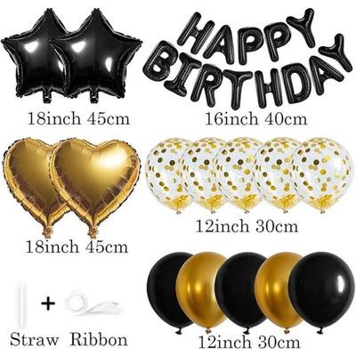 Набор гирлянды из воздушных шаров "Сердце Звезда С Днем Рождения" Разноцветные Латексные/Алюминиевая Пленка Шары Фон Стена Фото Реквизит