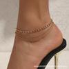 Women's Simple Claw Diamond Anklet, Summer Beach Anklet, Personalized Multi-layer Bead Chain Jewelry