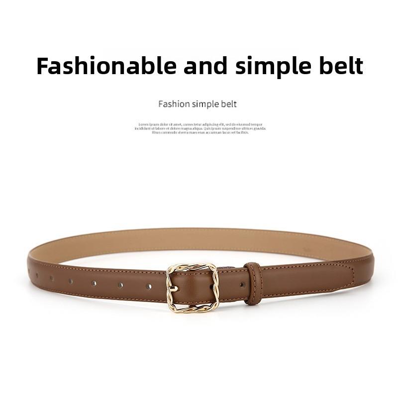Genuine Leather Womens Summer Belt With Brass Buckle For Casual And Office Wear