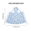Long Retro Printed Cotton Ruffled Kitchen Apron with Pockets Summer Pleated Women's Cross-back Apron Water-resistant Pinafore