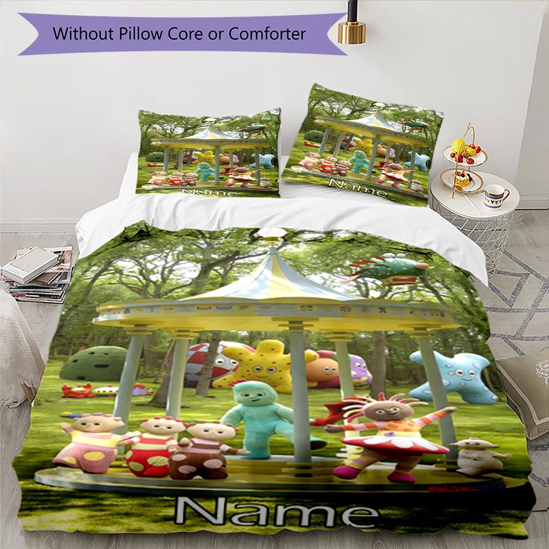 3pcs Custom Name In the Night Garden Bedding Set Duvet Cover Closure Includes 1 Duvet Cover & 2 Pillowcases, Soft and Comfortable for All Seasons.