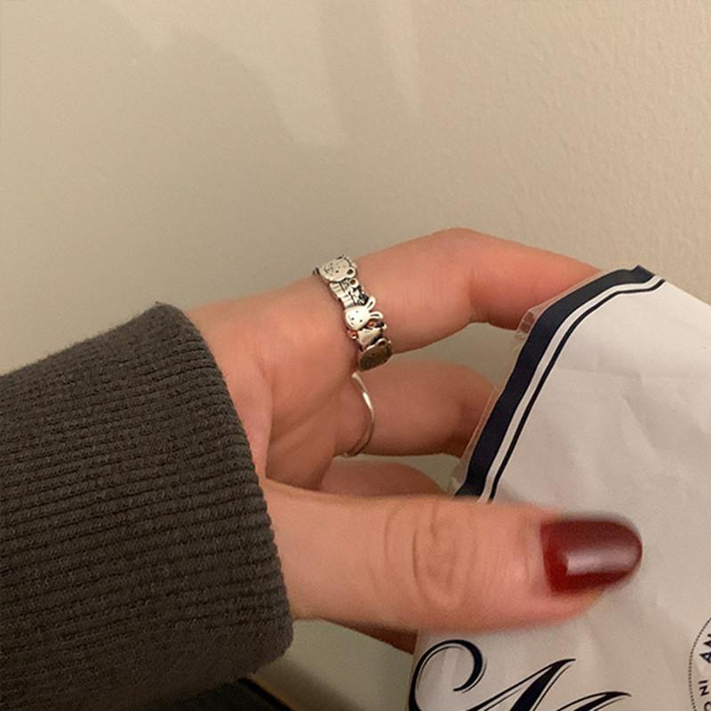 Медное элегантное кольцо с волнистой буквой для женщин, регулируемый размер, стильный дизайн