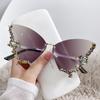 Rimless Oversized Sun Glasses Shine Y2k Vintage Fashion Diamond Butterfly Sunglasses Women Ladies Eyewear Gafas De Sol